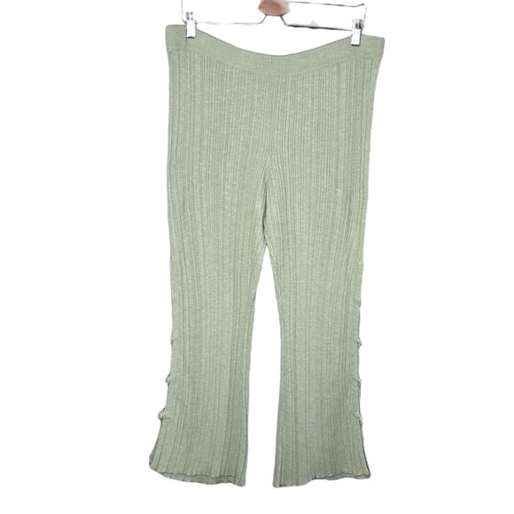 Free People Beach Ribbed Knit Bootcut Pants Slit Side Detail Large - Picture 1 of 12